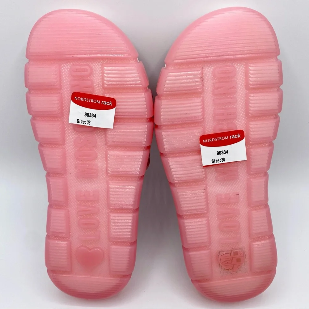 Love Moschino Rete Rosa Brand Logo Slide Sandal Size 38 / US 8